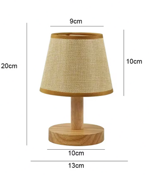 Stoffen Tafellamp – Houten Basis & Warm LED Licht, Modern Japans Design