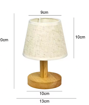 Stoffen Tafellamp – Houten Basis & Warm LED Licht, Modern Japans Design