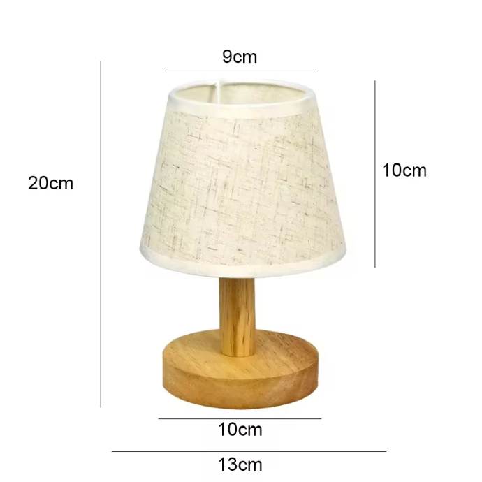 Stoffen Tafellamp – Houten Basis & Warm LED Licht, Modern Japans Design