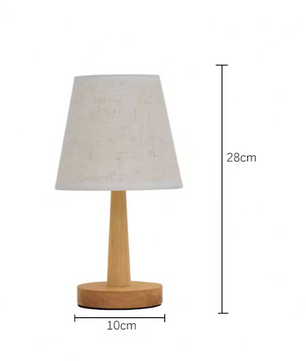 Stoffen Tafellamp – Houten Basis & Warm LED Licht, Modern Japans Design