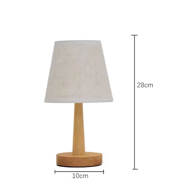 Stoffen Tafellamp – Houten Basis & Warm LED Licht, Modern Japans Design