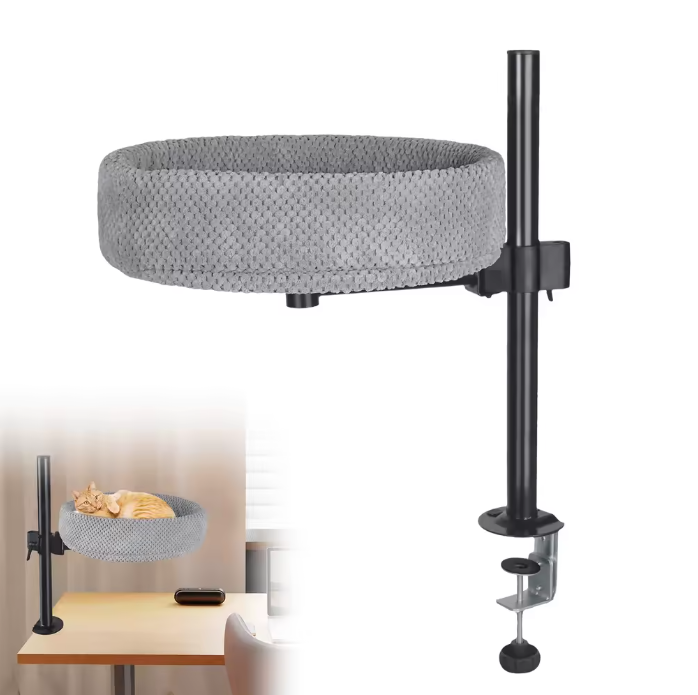 Rond Kattennest met 360° Rotatie – In Hoogte Verstelbare Tafelclip
