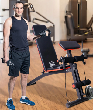 Multifunctionele Halterbank – Verstelbare Trainingsbank met Preacher Curl & Opvouwbaar Ontwerp