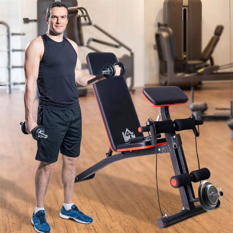 Multifunctionele Halterbank – Verstelbare Trainingsbank met Preacher Curl & Opvouwbaar Ontwerp