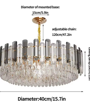 Luxe Ronde Kristallen Kroonluchter 80 cm – Gouden Plafondlamp voor Woonkamer, Eetkamer & Hotel
