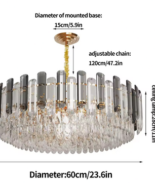 Luxe Ronde Kristallen Kroonluchter 80 cm – Gouden Plafondlamp voor Woonkamer, Eetkamer & Hotel