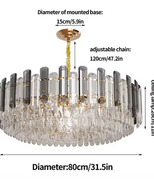 Luxe Ronde Kristallen Kroonluchter 80 cm – Gouden Plafondlamp voor Woonkamer, Eetkamer & Hotel