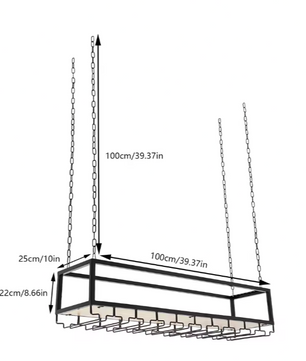 Vintage Hangend Wijnrek met Glashouder – Industrieel Plafondrek 100/110/120 cm