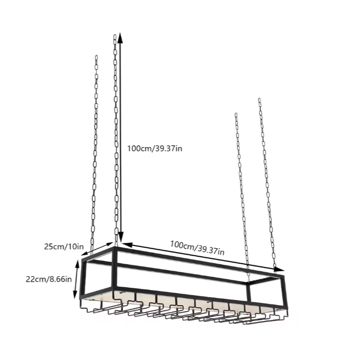 Vintage Hangend Wijnrek met Glashouder – Industrieel Plafondrek 100/110/120 cm
