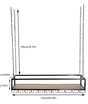 Vintage Hangend Wijnrek met Glashouder – Industrieel Plafondrek 100/110/120 cm