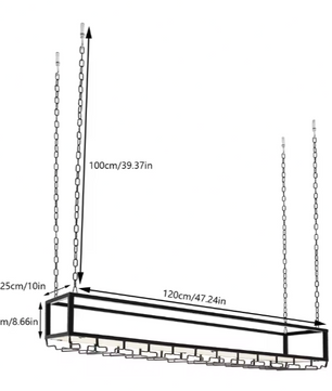 Vintage Hangend Wijnrek met Glashouder – Industrieel Plafondrek 100/110/120 cm