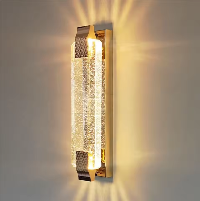 Moderne LED Wandlamp 12W – Gouden Kristallen Warm Wit Licht