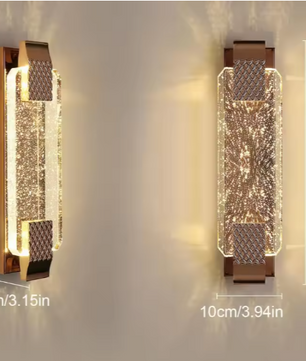 Moderne LED Wandlamp 12W – Gouden Kristallen Warm Wit Licht