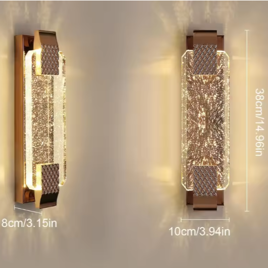 Moderne LED Wandlamp 12W – Gouden Kristallen Warm Wit Licht
