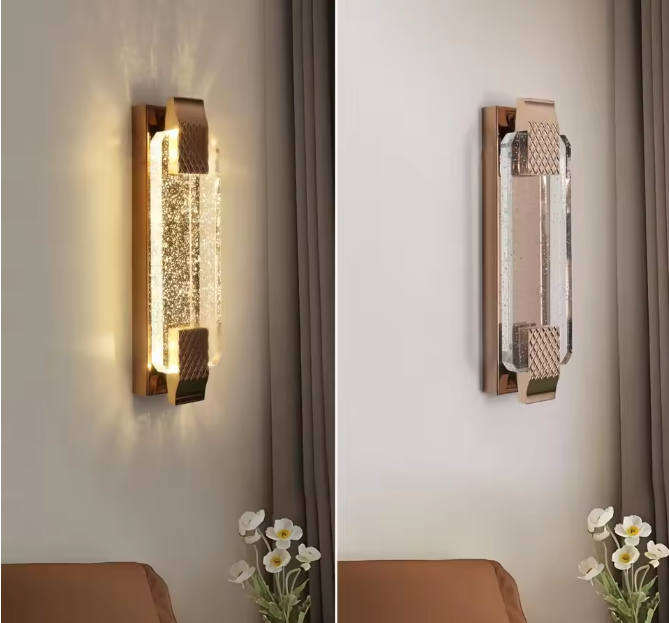 Moderne LED Wandlamp 12W – Gouden Kristallen Warm Wit Licht