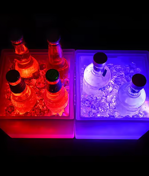 RGB LED IJsemmer 3,5L – Multicolor Wijnkoeler met Licht & Smeltwateropvang
