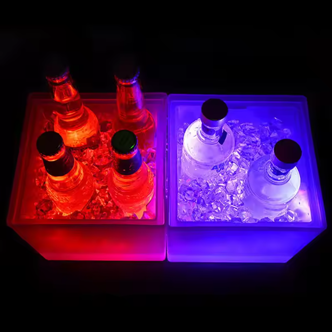 RGB LED IJsemmer 3,5L – Multicolor Wijnkoeler met Licht & Smeltwateropvang