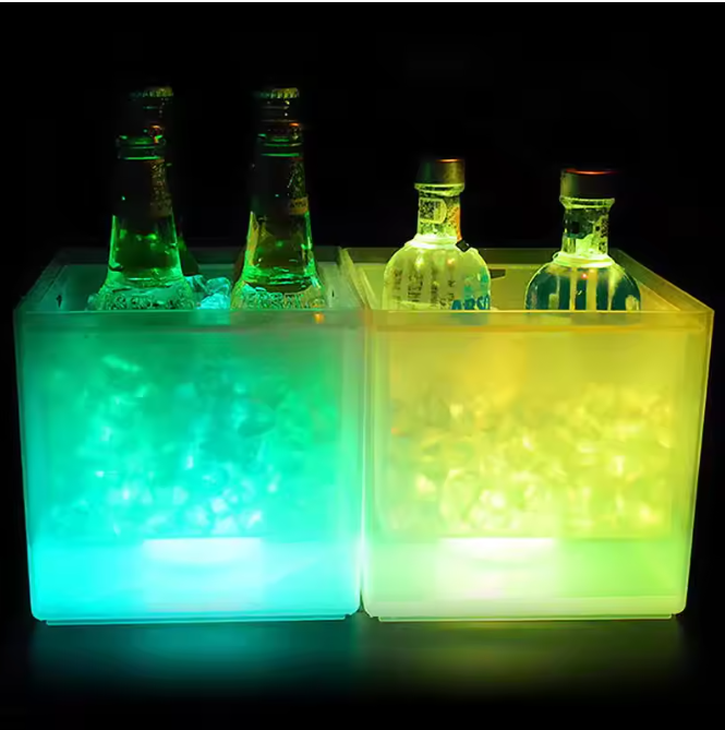 RGB LED IJsemmer 3,5L – Multicolor Wijnkoeler met Licht & Smeltwateropvang