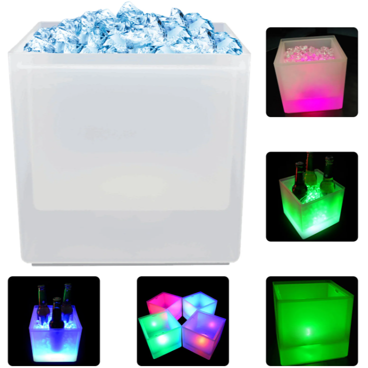 RGB LED IJsemmer 3,5L – Multicolor Wijnkoeler met Licht & Smeltwateropvang