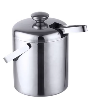 RVS IJsemmer 1,3L met Deksel & Tang – Dubbelwandige Champagnekoeler