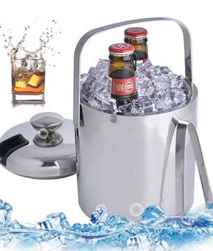 RVS IJsemmer 1,3L met Deksel & Tang – Dubbelwandige Champagnekoeler