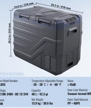 Draagbare Autokoelkast 40L – Dual Zone Compressor Koeler & Vriezer 12/24V