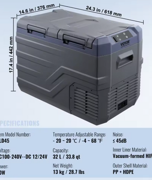 Draagbare Autokoelkast 40L – Dual Zone Compressor Koeler & Vriezer 12/24V