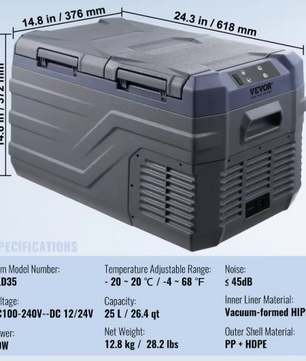 Draagbare Autokoelkast 40L – Dual Zone Compressor Koeler & Vriezer 12/24V