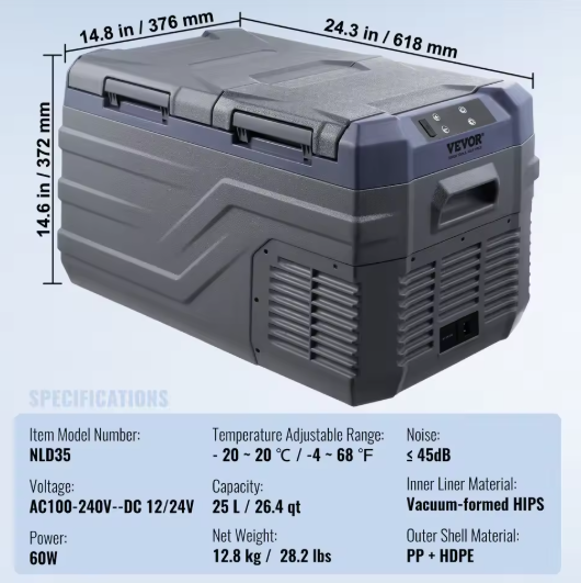 Draagbare Autokoelkast 40L – Dual Zone Compressor Koeler & Vriezer 12/24V
