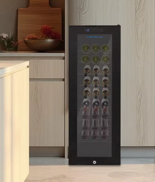Wijnkoelkast 90L – Vrijstaande Zwarte Koeler voor 30 Flessen met LED & Gehard Glas