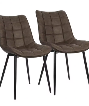 Set van 2 Eetkamerstoelen – Kunstleer met Metalen Poten, Modern & Comfortabel