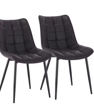 Set van 2 Eetkamerstoelen – Kunstleer met Metalen Poten, Modern & Comfortabel