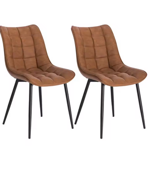 Set van 2 Eetkamerstoelen – Kunstleer met Metalen Poten, Modern & Comfortabel