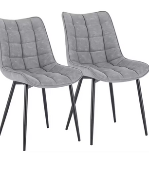 Set van 2 Eetkamerstoelen – Kunstleer met Metalen Poten, Modern & Comfortabel