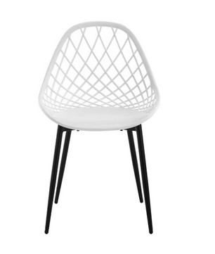 Set van 4 Scandinavische Eetkamerstoelen – Holle Rugleuning & Metalen Poten, Modern en Duurzaam
