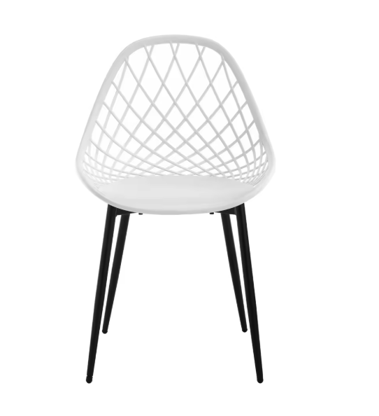 Set van 4 Scandinavische Eetkamerstoelen – Holle Rugleuning & Metalen Poten, Modern en Duurzaam