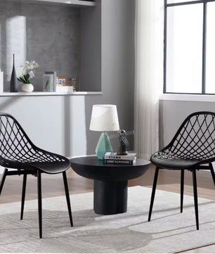 Set van 4 Scandinavische Eetkamerstoelen – Holle Rugleuning & Metalen Poten, Modern en Duurzaam