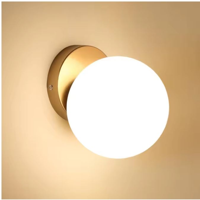 Moderne Wandlamp – E27 Bolvormig Design met Glazen Kap 15 cm