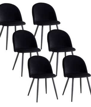 Set van 6 Fluwelen Eetkamerstoelen – Metalen Poten & Ergonomisch Ontwerp, Modern en Comfortabel