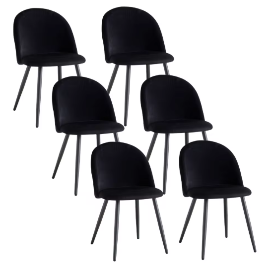 Set van 6 Fluwelen Eetkamerstoelen – Metalen Poten & Ergonomisch Ontwerp, Modern en Comfortabel