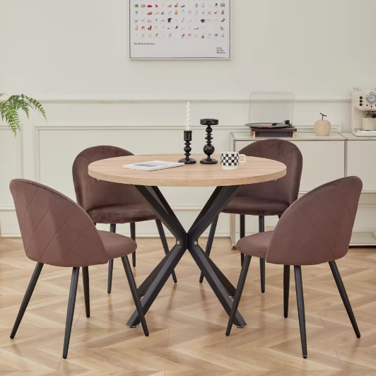 Set van 6 Fluwelen Eetkamerstoelen – Metalen Poten & Ergonomisch Ontwerp, Modern en Comfortabel