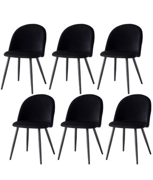 Set van 6 Fluwelen Eetkamerstoelen – Metalen Poten & Ergonomisch Ontwerp, Modern en Comfortabel