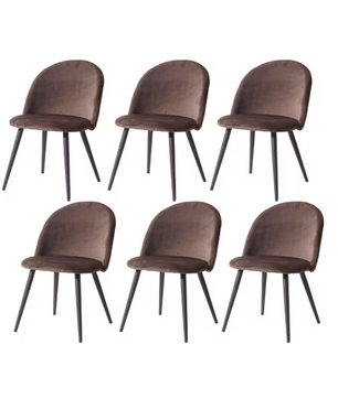 Set van 6 Fluwelen Eetkamerstoelen – Metalen Poten & Ergonomisch Ontwerp, Modern en Comfortabel
