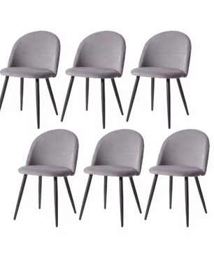 Set van 6 Fluwelen Eetkamerstoelen – Metalen Poten & Ergonomisch Ontwerp, Modern en Comfortabel