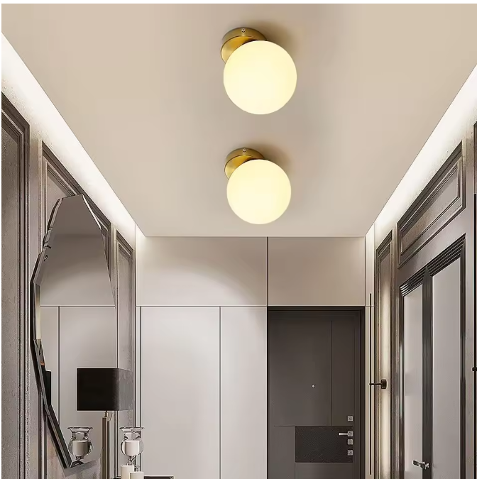 Moderne Wandlamp – E27 Bolvormig Design met Glazen Kap 15 cm