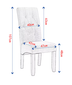 Set van 2 Eetkamerstoelen – Hoge Rugleuning, Gewatteerde Zitting & Massief Houten Poten