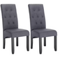 Set van 2 Eetkamerstoelen – Hoge Rugleuning, Gewatteerde Zitting & Massief Houten Poten