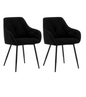 Set van 2 Fluwelen Eetkamerstoelen – Gestoffeerd met Rugleuning & Armleuningen, Metalen Poten