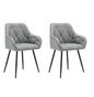 Set van 2 Fluwelen Eetkamerstoelen – Gestoffeerd met Rugleuning & Armleuningen, Metalen Poten
