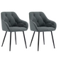 Set van 2 Fluwelen Eetkamerstoelen – Gestoffeerd met Rugleuning & Armleuningen, Metalen Poten